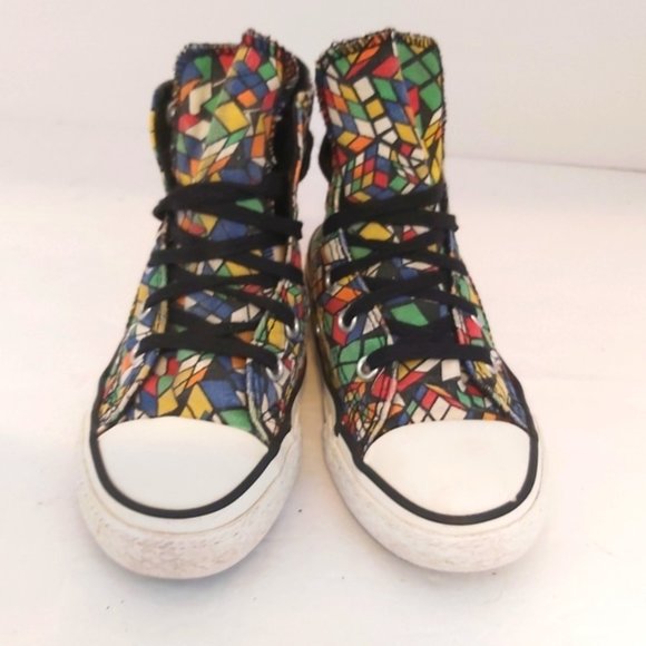 RARE CONVERSE Chuck Taylor All Star Kids Rubiks Cube High Top Sneakers Size 11.5 - Picture 2 of 8